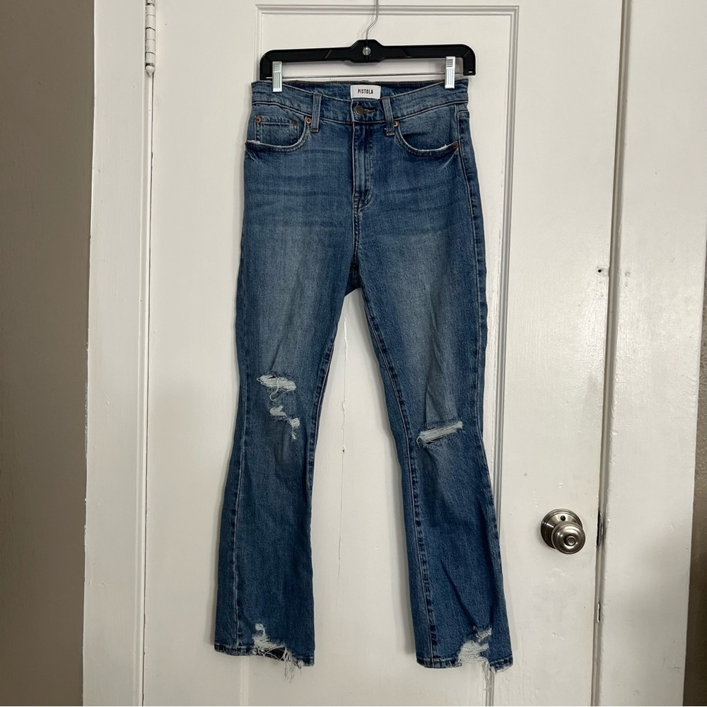 Pistola Lennon High Rise Crop Boot Jeans 26 Distressed in Meyer Wash - Picture 3 of 16